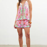 Sleeveless Border Print Top: Sweet Pea / M