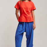 Pleated Waist Cotton Spandex Everyday Tee