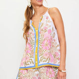 Sleeveless Border Print Top: Sweet Pea / S