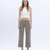 HIGH RISE ANIMAL PRINT CROP WIDE LEG JEANS T5894LPD: ANIMAL PRINT / 26
