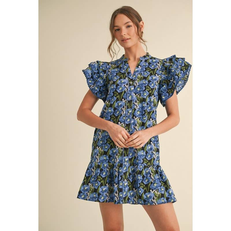 Floral print dress: YELLOW / S