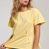 Pleated Waist Cotton Spandex Everyday Tee