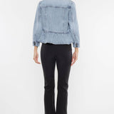 OPEN PACK CLASSIC FIT PEPLUM DENIM JACKET-KC7369L: LIGHT / S