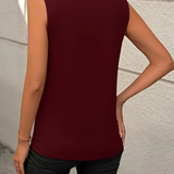 Sleeveless Knit Tank Top Women Loose Fit Solid Color: Black / 65%RAYON 35%POLYESTER / S