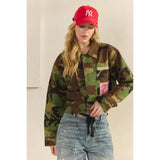 Camo Sequins Contrast Jacket: Camo Floral / M