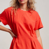 Pleated Waist Cotton Spandex Everyday Tee