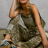 Crochet Contrast Patch Detail Chest Pocket Woven Overalls