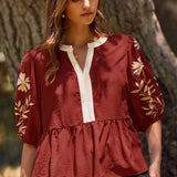 Solid Airflow Peplum Blouse : Denim Blue / M