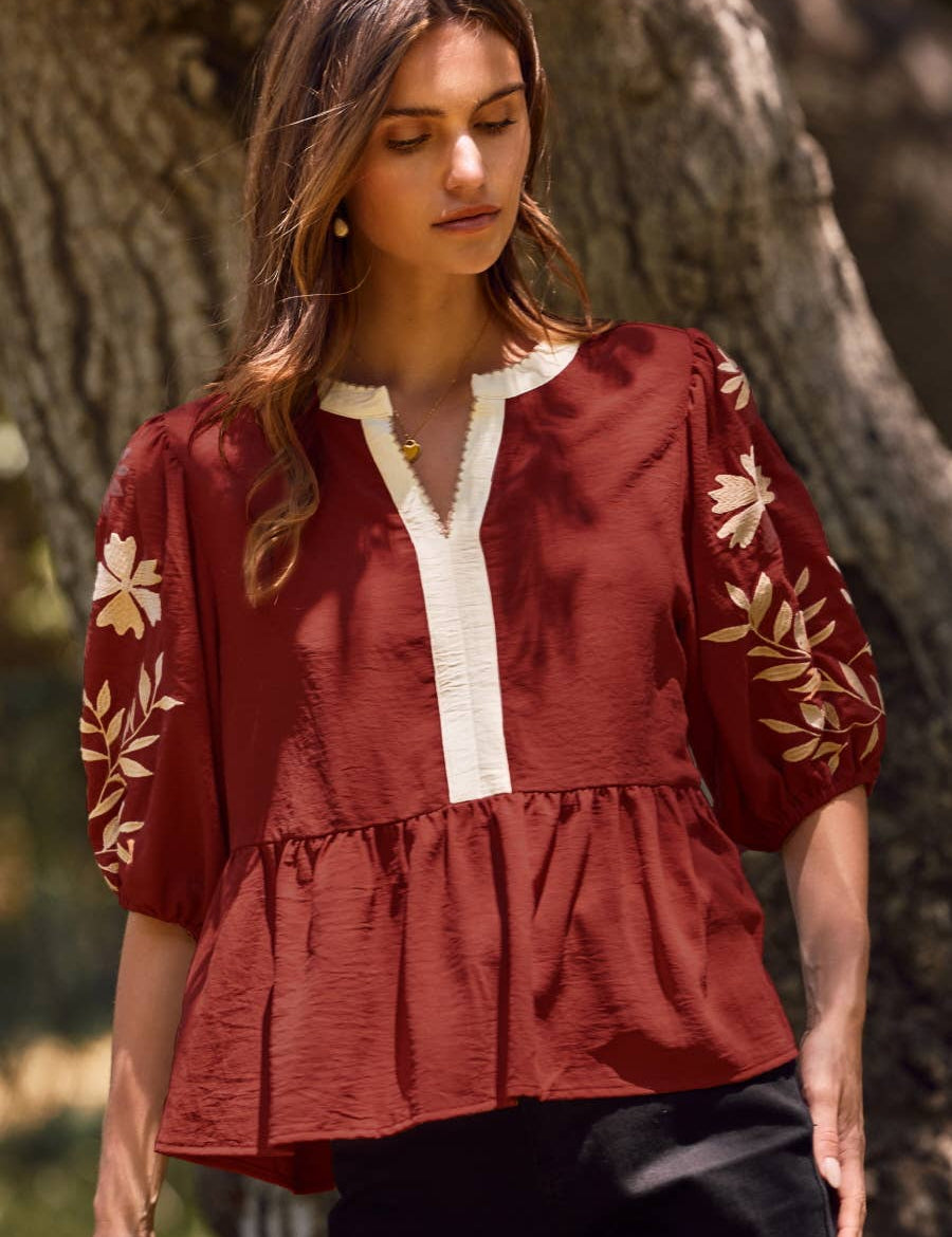 Solid Airflow Peplum Blouse : Basil Green / L