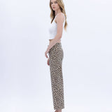 HIGH RISE ANIMAL PRINT CROP WIDE LEG JEANS T5894LPD: ANIMAL PRINT / 27