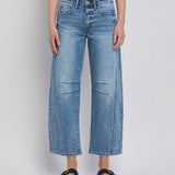 HIGH RISE DART STRUCTURED FIT BARREL LEG JEANS T6514: TINGLE / 27