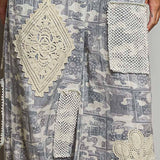 Crochet Contrast Patch Detail Chest Pocket Woven Overalls