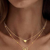 18K STAINLESS STEEL TARNISH FREE BOW NECKLACE | 40NK9500: GOLD