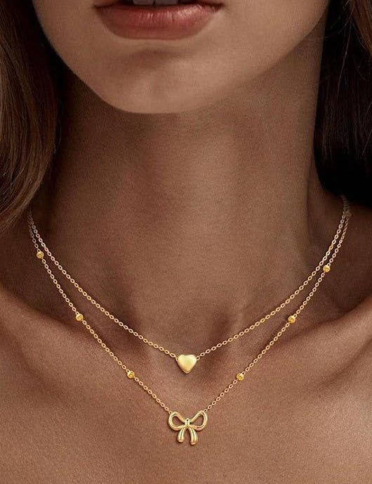 18K STAINLESS STEEL TARNISH FREE BOW NECKLACE | 40NK9500: GOLD