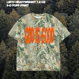 LMTD || Heavyweight "God Is Good" Puff Print Camo Tee || Oversized: L