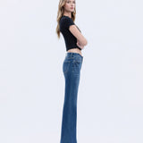 HIGH RISE SEAMLESS WB TROUSER HEM EASY FLARE JEANS T6882: TRANSPARENT / 26