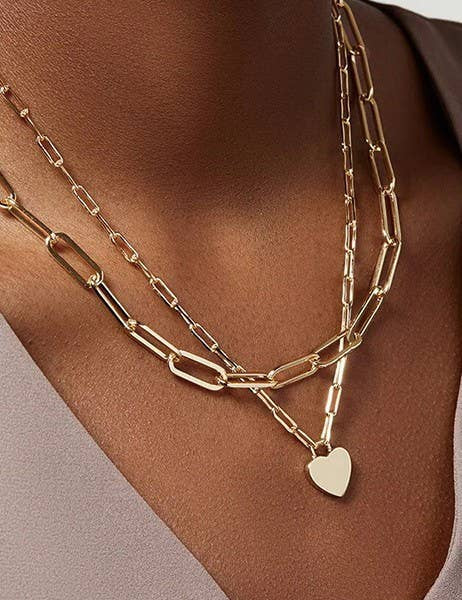 18K STAINLESS STEEL TARNISH FREE LAYERED NECKLACE | 40NK9429: Gold