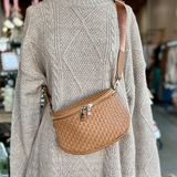 Birdie Saddle Checkered Crossbody Bag: Blue Checkered