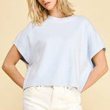 DROPPED SHOULDER SWEATER TOP BLUE / S