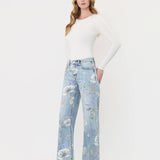 SUPER HIGH RISE FLORAL EXTREME VINTAGE FLARE JEANS T7443FRL: FLORAL PRINT / 27