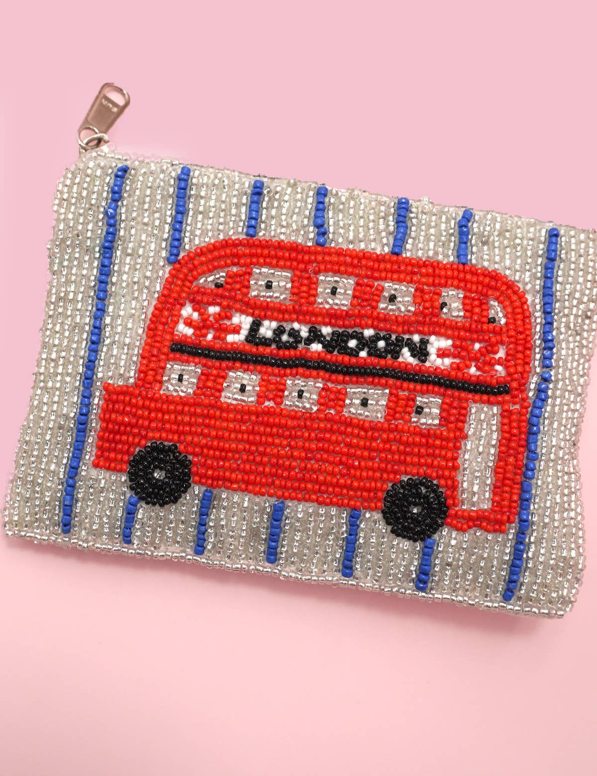 LONDON BUS FLOWER PARIS SEED BEAD COIN POUCH | 91CP1070: PARIS 1073