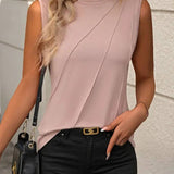 Sleeveless Knit Tank Top Women Loose Fit Solid Color: Lotus / 65%RAYON 35%POLYESTER / 2XL