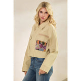 Sequins Contrast Jacket: Olive / M