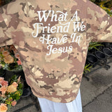 What a Friend in Jesus Camo Shacket: S