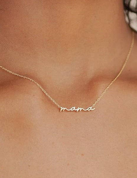 18K STAINLESS STEEL TARNISH FREE MAMA NECKLACE | 40NK9479: Silver