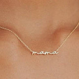 18K STAINLESS STEEL TARNISH FREE MAMA NECKLACE | 40NK9479: Silver