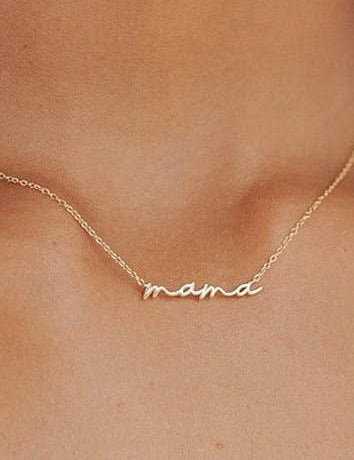 18K STAINLESS STEEL TARNISH FREE MAMA NECKLACE | 40NK9479: Silver