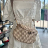 Birdie Saddle Checkered Crossbody Bag: Blue Checkered
