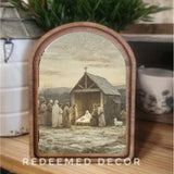 Arch Top Nativity Scene Framed Art