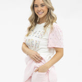 Pearl "He is Risen" on White Princess Top: White / S