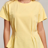 Pleated Waist Cotton Spandex Everyday Tee