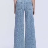 HIGH RISE MEDIUM LIGHT FLORAL PRINT WIDE LEG JEANS T7335FPR: FLORAL PRINT / 24