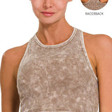 `.0802 Premium Washed Seamless High-neck Crop Tank SI-25526: DEEP CAMEL-162189 / S/M