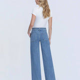SUPER HIGH RISE TIE WAISTBAND WIDE LEG JEANS T6765: LUSH LIFE / 24