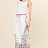 Border Print Wide Leg Pants: Yellow Multi / M