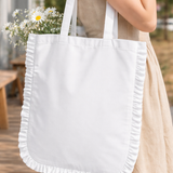 White Canvas Ruffle Tote | Tote Bags | Cotton Canvas Totes