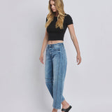 HIGH RISE DART STRUCTURED FIT BARREL LEG JEANS T6514: TINGLE / 26