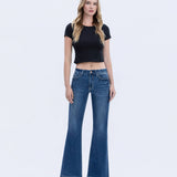 HIGH RISE SEAMLESS WB TROUSER HEM EASY FLARE JEANS T6882: TRANSPARENT / 31