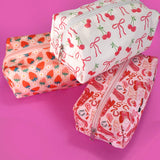 STRAWBERRY WESTERN BOW MAKEUP COSMETIC POUCH BAG | 40P544: FLOWER D