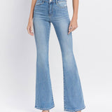HIGH RISE LONG FLARE JEANS V2812: JUST FINE / 27
