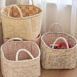 Boho Organizer Tote Floral Quilted Storage Basket