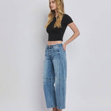 HIGH RISE DART STRUCTURED FIT BARREL LEG JEANS T6514: TINGLE / 27