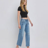 HIGH RISE DART STRUCTURED FIT BARREL LEG JEANS T6514: TINGLE / 27