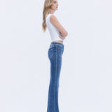MID RISE BUTTON FLY TROUSER HEM FLARE JEANS T5848: GLEEFULLY / 27