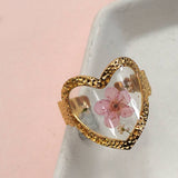 18K STAINLESS STEEL TARNISH FREE FLORAL RINGS | 40R104: HEART APRICOT