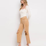 90'S VINTAGE SUPER HIGH RISE CROP FLARE JEANS V2736: KISS OF CALIFORNIA / 32